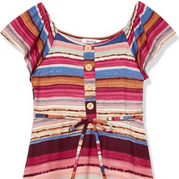 Speechless Kids Stripe Flutter Sleeve Dress ~ Berry Pink ~ New! - Picture 5 of 11